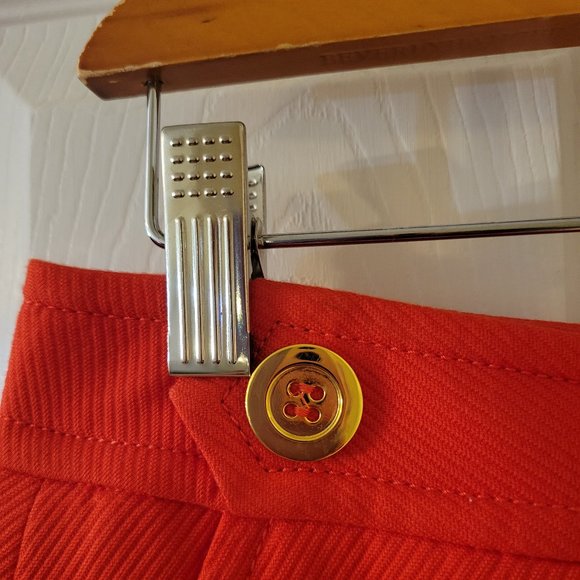 Talbots | Orange A-Line Pencil Skirt w/ Gold Button Accents, Size 2 - Picture 4 of 7